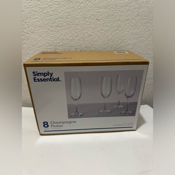 Simple essentials Champagne Flutes 8 Glasses - Picture 1 of 5
